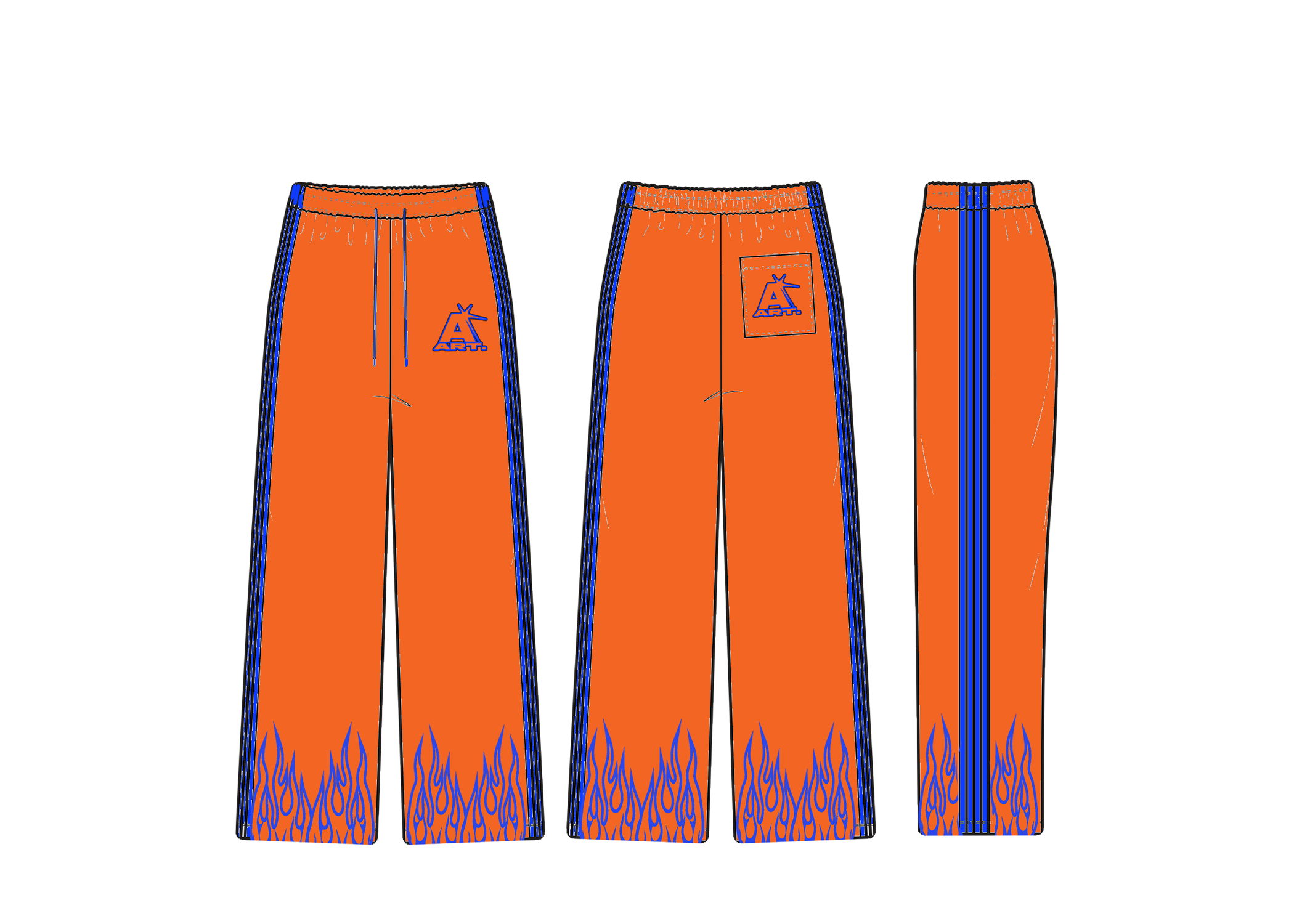 Orange Flame Art Pants